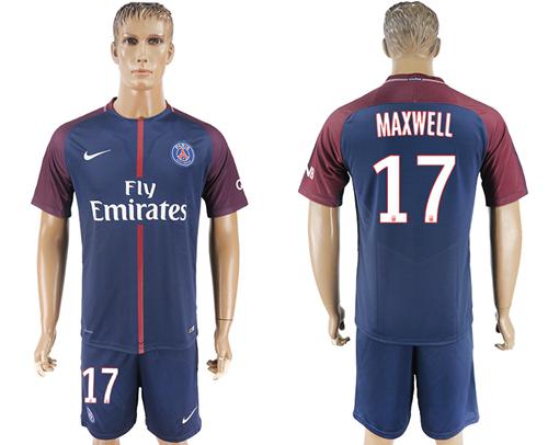 Paris Saint-Germain #17 Maxwell Home Soccer Club Jersey - Click Image to Close